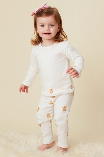 Babbico White Teddy Bear Print Pyjamas
