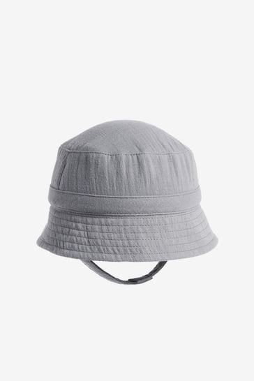 Black/White Crinkle Baby Bucket Hat (0mths-2yrs)