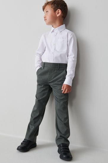 Clarks Grey Boys Pull Up School Trousers with Stretch