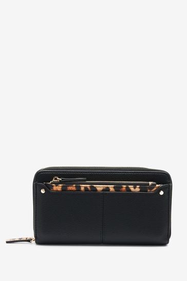 Black/Animal Large Purse With Pull-Out Zip Coin Purse