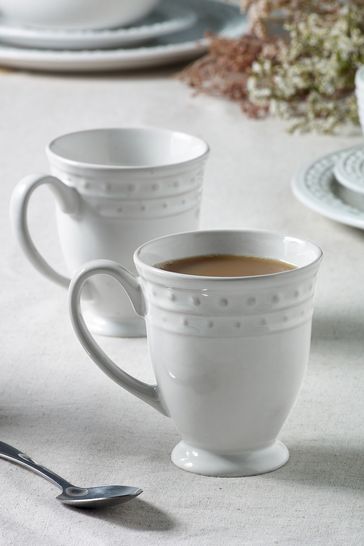 Set of 2 White Langley Mugs