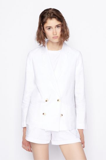 Armani Exchange White Linen Blazer