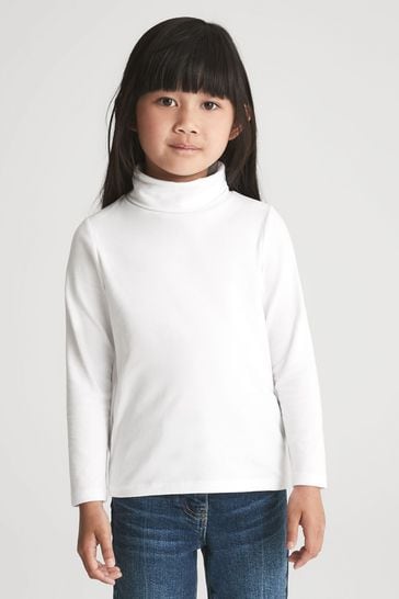 Girls white polo neck sale