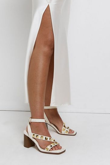 Buy River Island Cream Studded Block Heels from Next Ireland