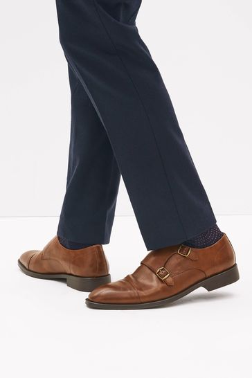 Tan Brown Double Monk Toe Cap Shoes