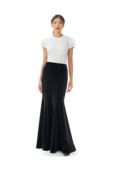 Adrianna Papell Black Stretch Velvet Skirt