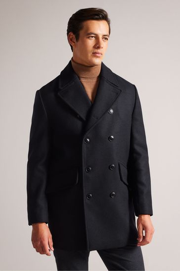 Ted Baker Blue Flasby Core Wool Peacoat