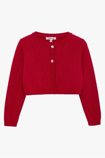 Trotters London Red Cropped Martha Cardigan
