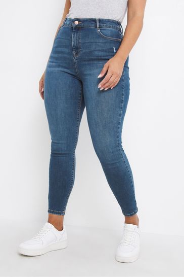Buy Simply Be Blue Chloe Ripped Skinny Jeans from Next Luxembourg