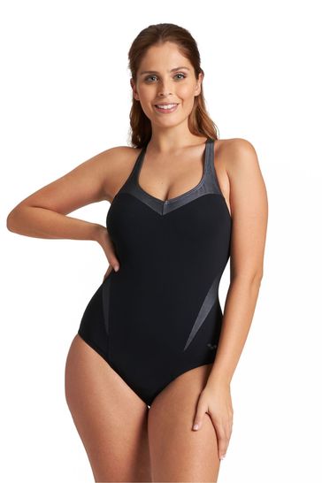 Woman in black hot sale swimsuit