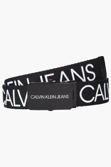 Calvin Klein Jeans Boys Black Canvas Logo Belt