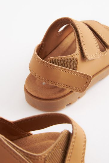 Tan double on sale strap sandals