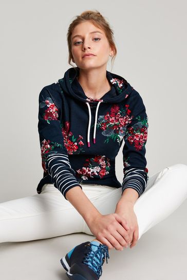 Joules marlston floral hooded sweatshirt sales