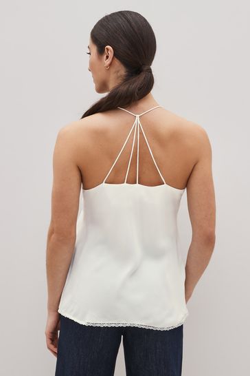 Ecru Cream Lace Trim Cami Top