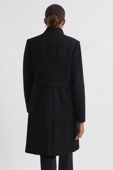 Buy Reiss Black Mia Petite Wool Blend Mid Length Coat from Next