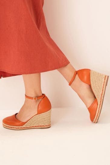 Orange Forever Comfort Closed Toe High Wedges