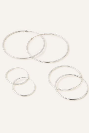 Buy Accessorize Sterling Silver Plain Hoop Earring Set from Next Cyprus