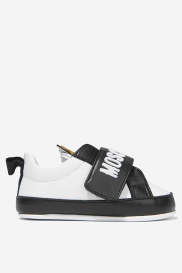 Baby Leather Teddy Strap Trainers in White