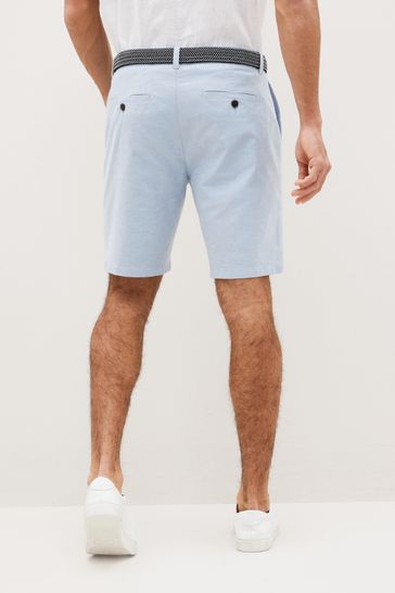 Light Blue Belted Chino Shorts with Stretch