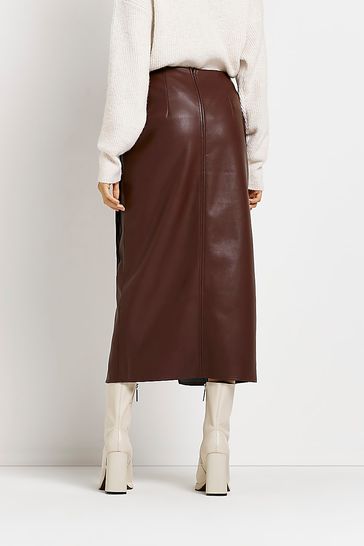 Tan leather discount skirt river island