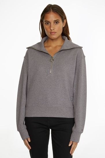 Tommy Hilfiger Grey Relaxed 1/2 Zip Jumper