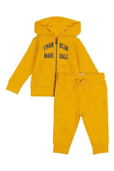 Franklin & Marshall Yellow Vintage Arch Zip Through And Joggers Set