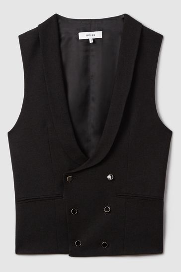 Buy Reiss Black Titanic Slim Fit Double Breasted Tuxedo Waistcoat