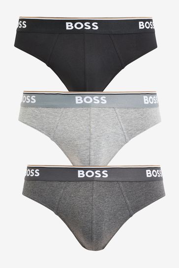 BOSS Grey Power Briefs 3 Pack