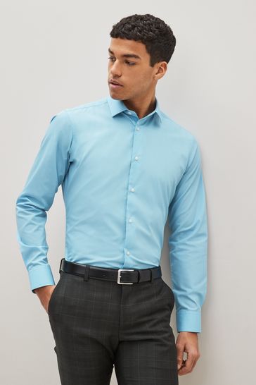 Blue Slim Fit Single Cuff Easy Care Shirt