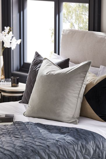 Buy Silver 59 x 59cm Matte Velvet Cushion from Next Bahrain