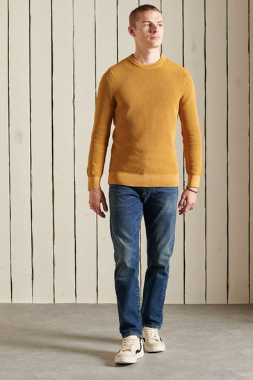 Superdry Yellow Academy Dyed Textured Jumper