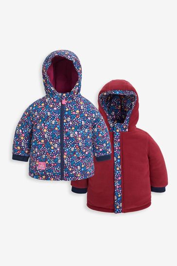 JoJo Maman Bébé Berry Woodland Reversible Fleece Lined Jacket