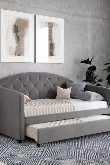Dorel Home Grey Europe Aspen Velvet Daybed with Trundle