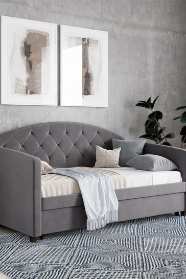 Dorel Home Grey Europe Aspen Velvet Daybed with Trundle