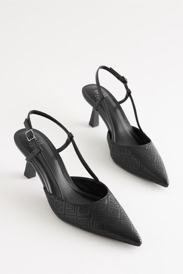 Black pointed slingbacks hotsell