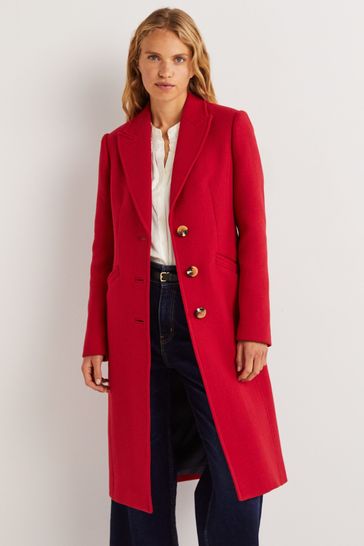 Boden Red Wool Blend Fitted Coat