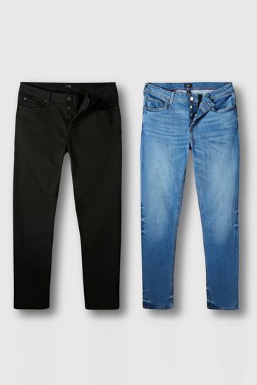River Island Blue/Black Denim Jeans 2 Pack