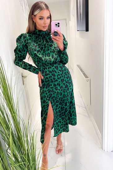 Ax paris hotsell green leopard dress