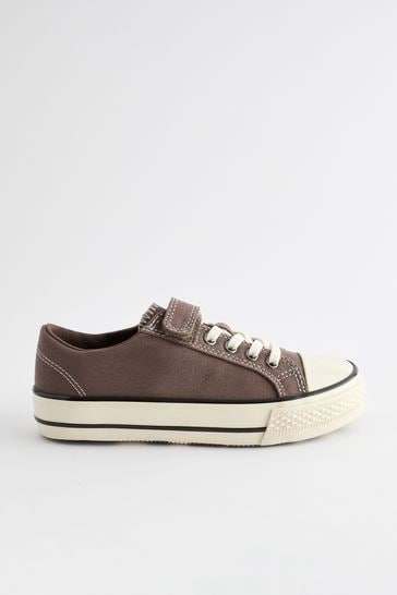 Brown One Strap Elastic Lace Trainers