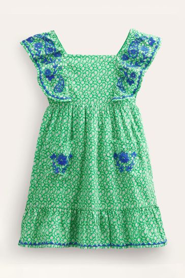 Buy Boden Green Embroidered Pinafore Dress from Next Luxembourg