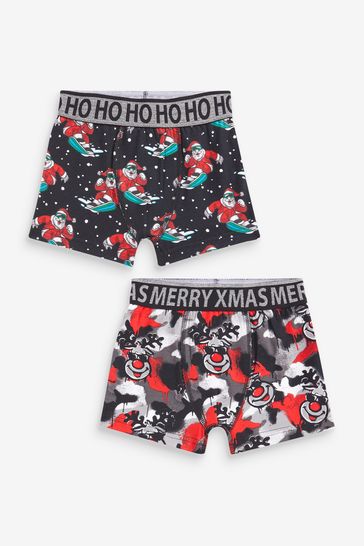 Red 2 Pack Christmas Trunks (3-16yrs)