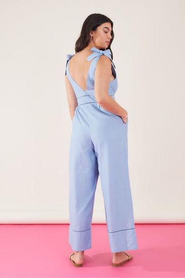 Buy Accessorize Blue Tie Shoulder Plunge Jumpsuit from Next Luxembourg