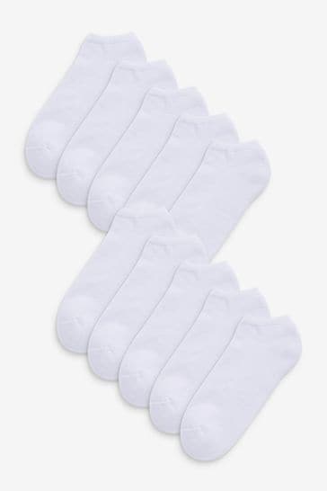 White 10 Pack Cushioned Trainers Socks