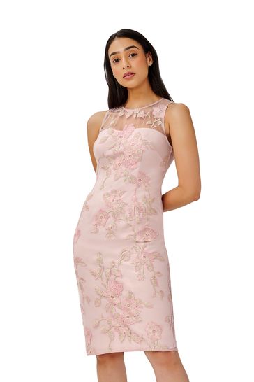 Buy Adrianna Papell Pink Floral Embroidery Sheath Dress from Next