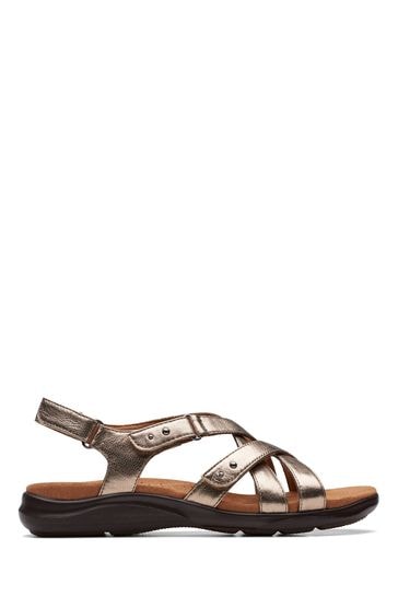 Clarks Silver Leather Kitly Go Sandals