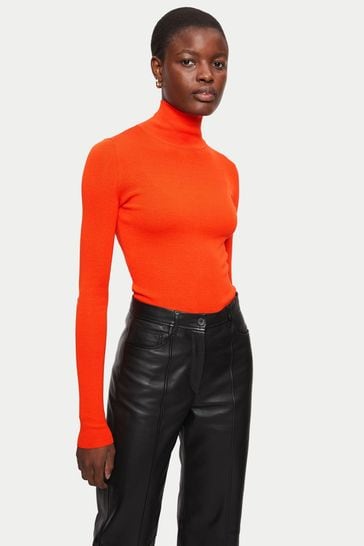 Silk cotton shop polo neck jumper