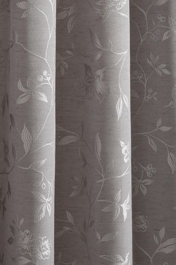 Curtina Grey Bird Trail Pencil Pleat Curtains