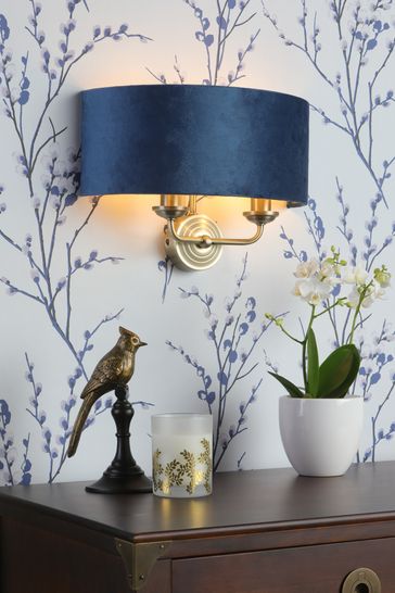 Blue Sorrento 2 Light Wall Light Lamp Shade