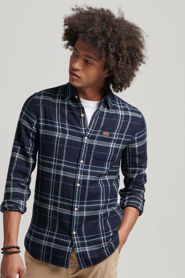 Superdry Indigo Flannel Check Vintage Workwear Shirt