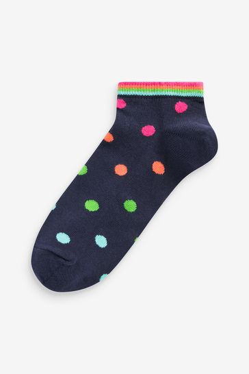 Buy Navy Blue Rainbow Spot Stripe Trainer Socks 5 Pack from Next